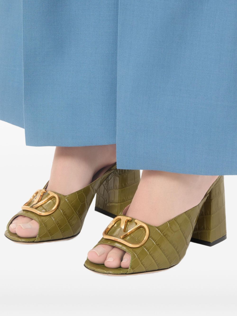 Valentino Garavani V Logo Signature Leather Mule
