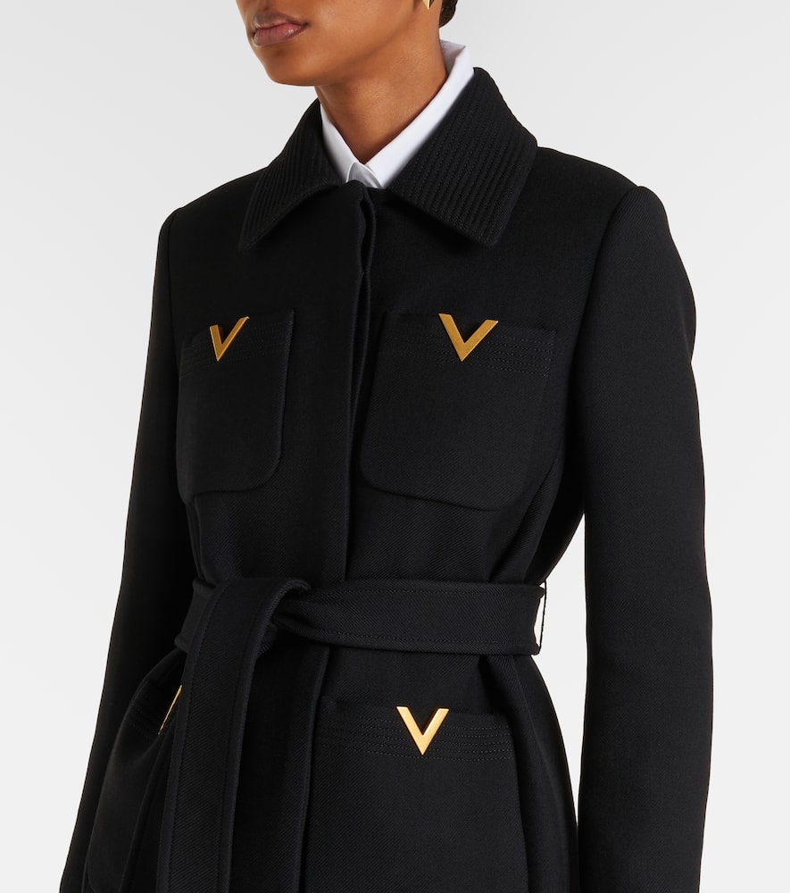 VGold belted wool and silk coat