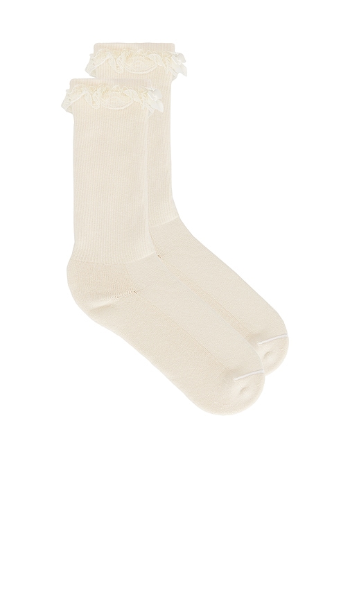 Tanner Fletcher Lace Trim House Socks in Ivory