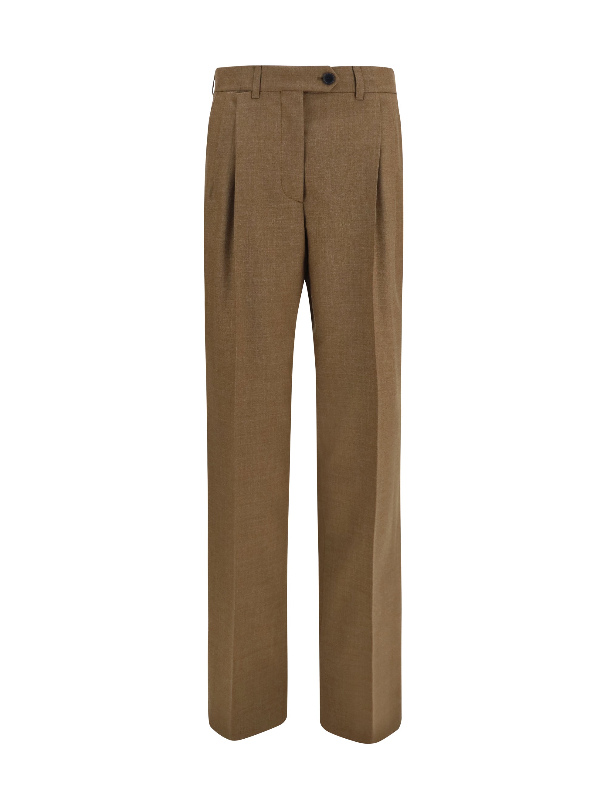 Tailored Merino Wool Trousers — Brown
