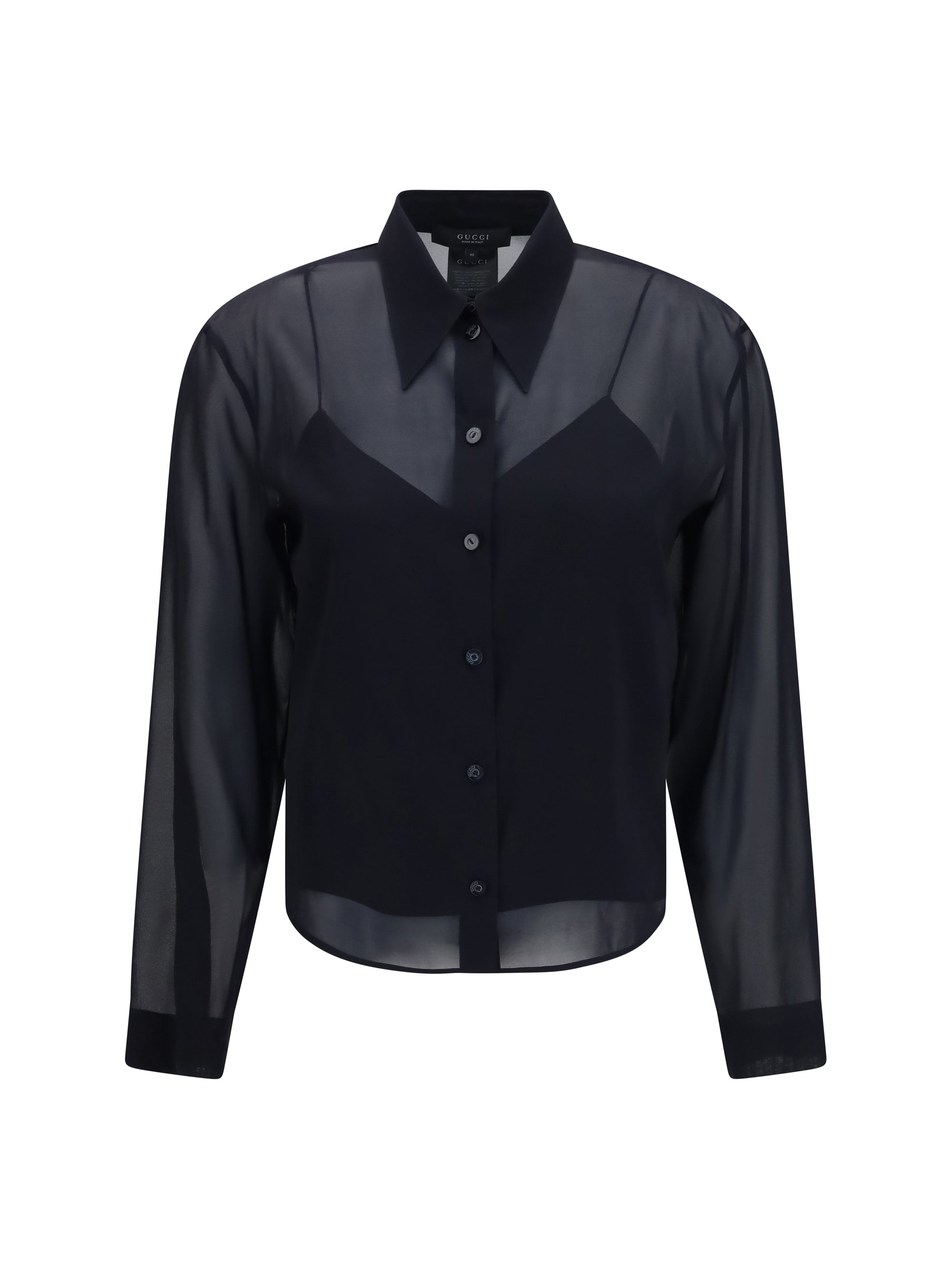 Stretch Silk Chiffon Shirt — Black