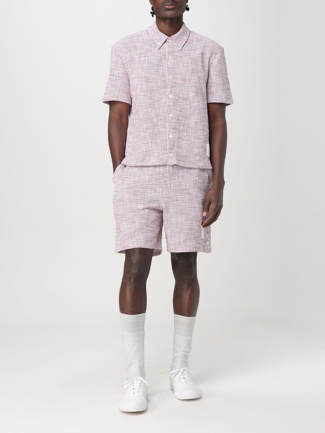 RWB-striped tweed shirt - Red