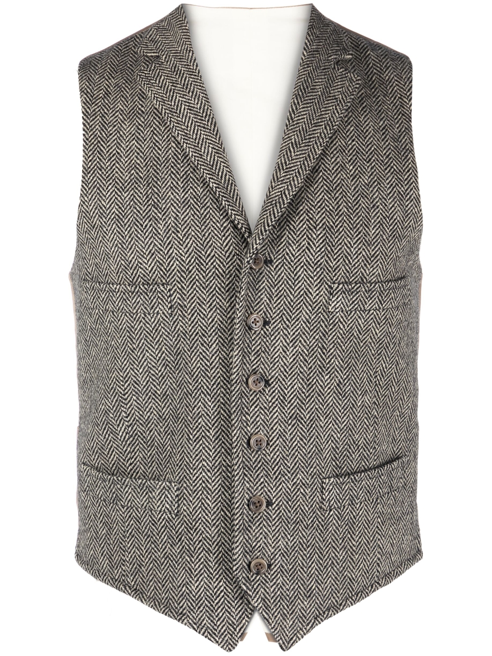 Herringbone V-neck waistcoat - Black