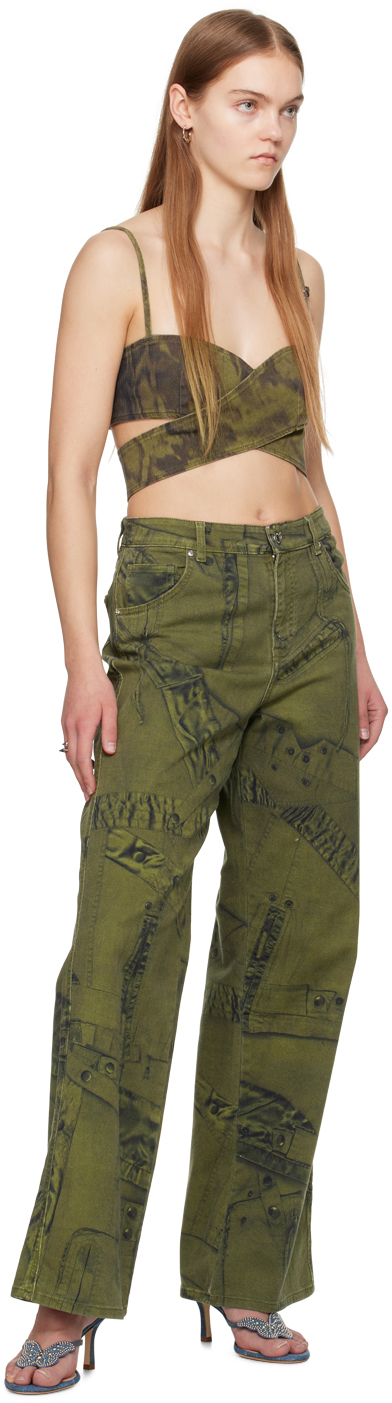 Blumarine Khaki Printed Jeans