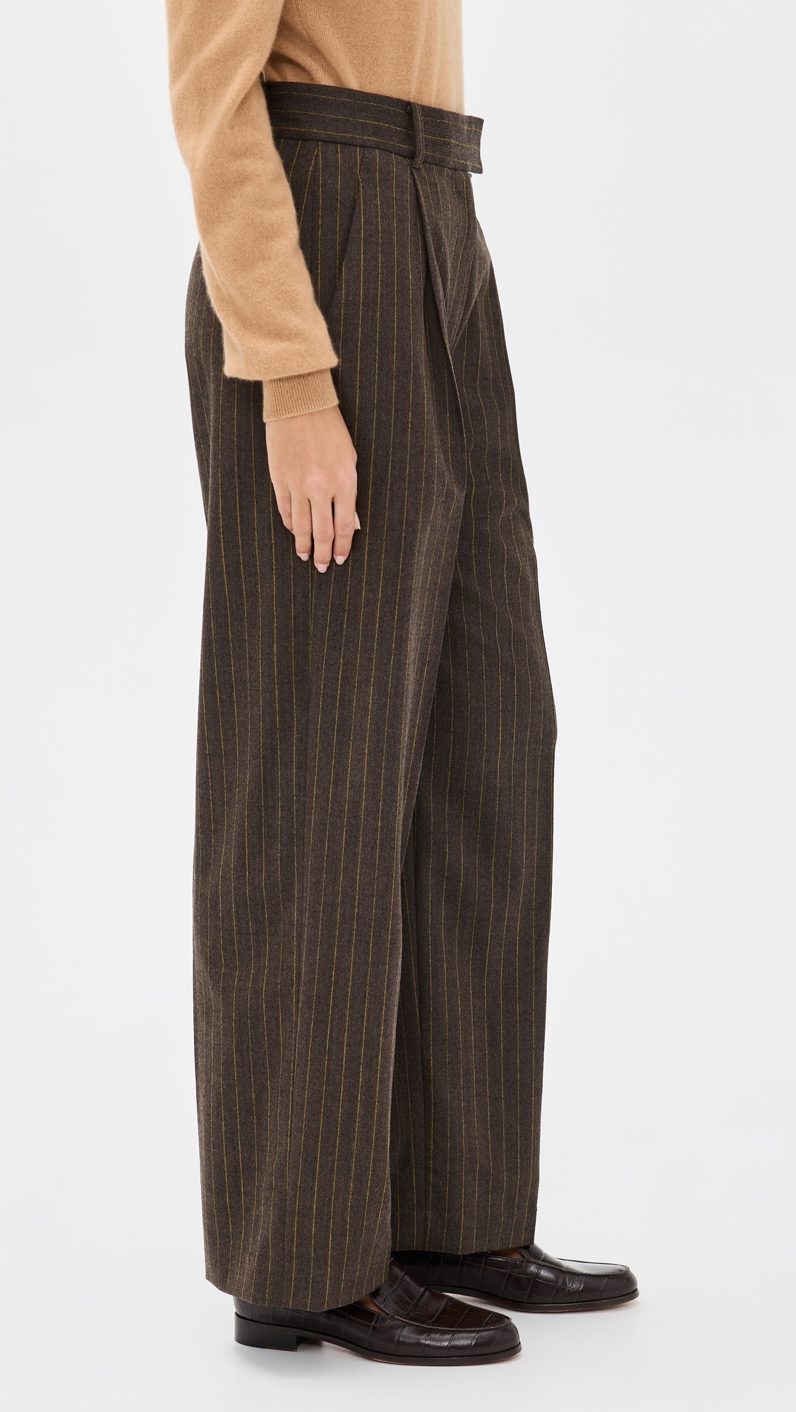 Pinstripe Trousers Mocha/Saffron