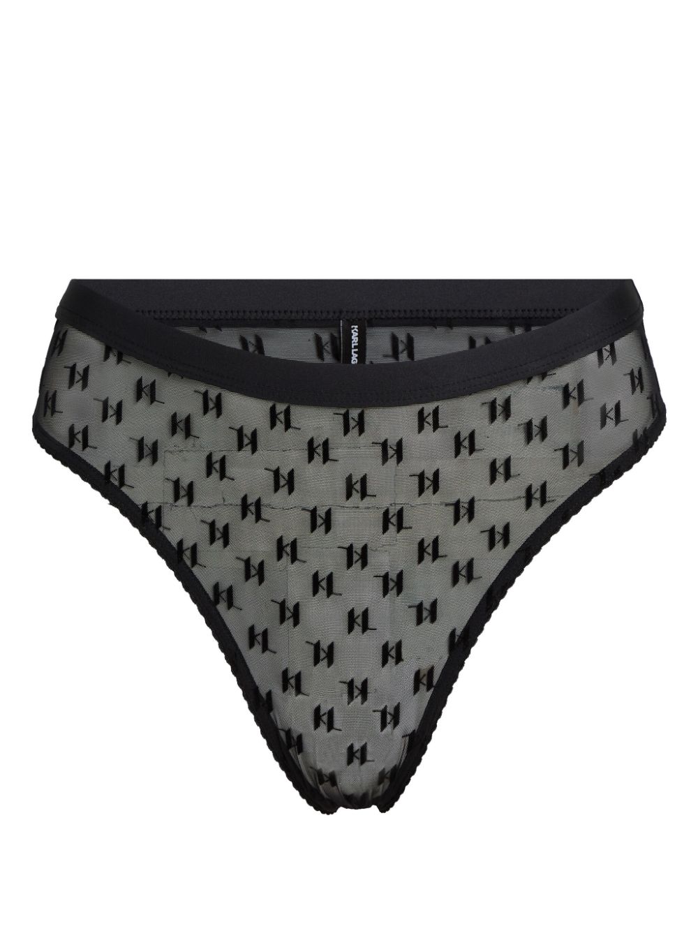 Monogram mesh mid-rise brief - Black