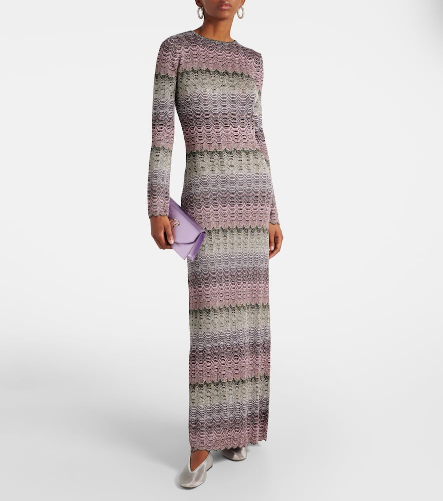 Open-back lamé maxi dress