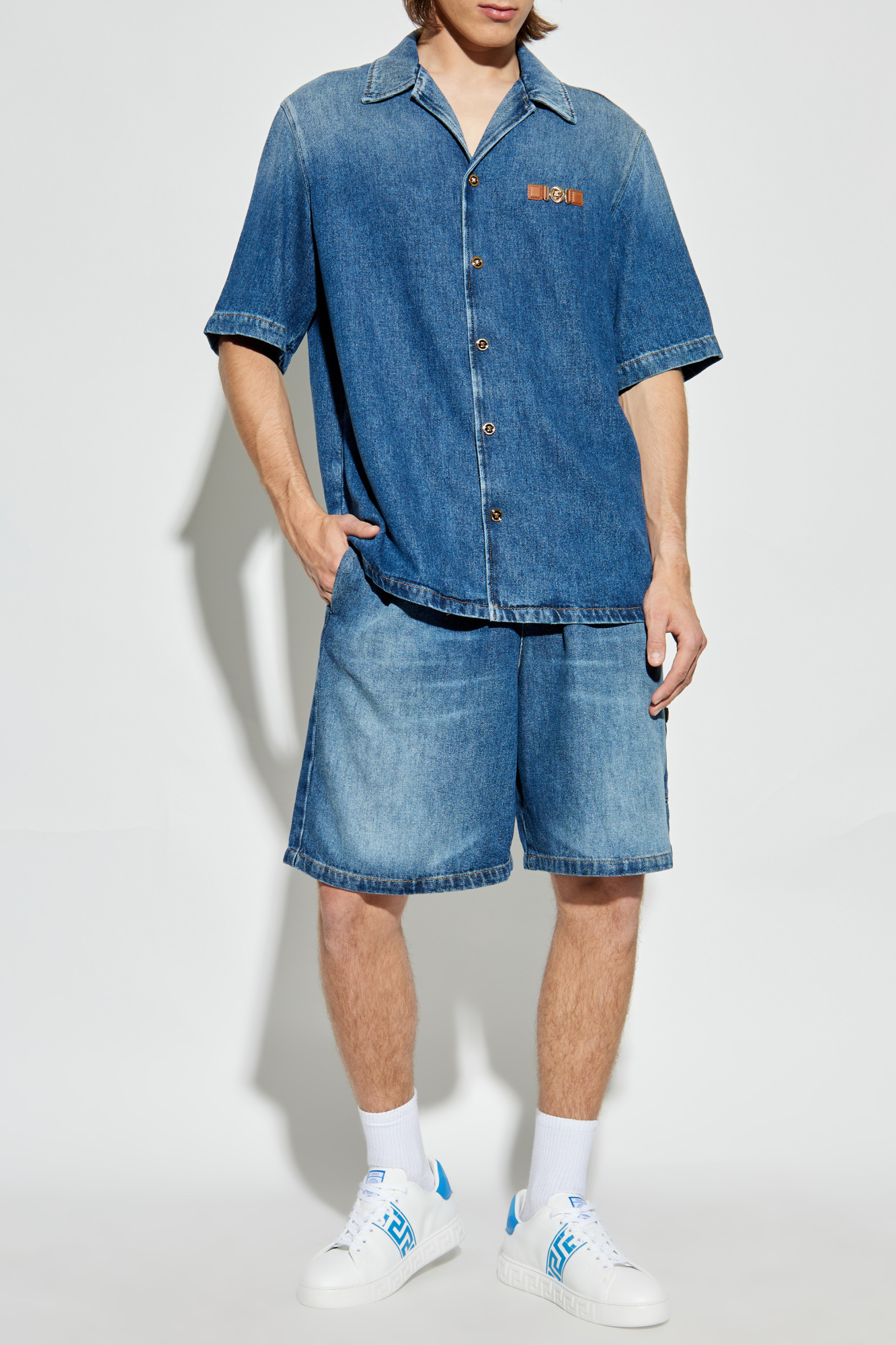 Versace Denim Shorts, Men's, Blue