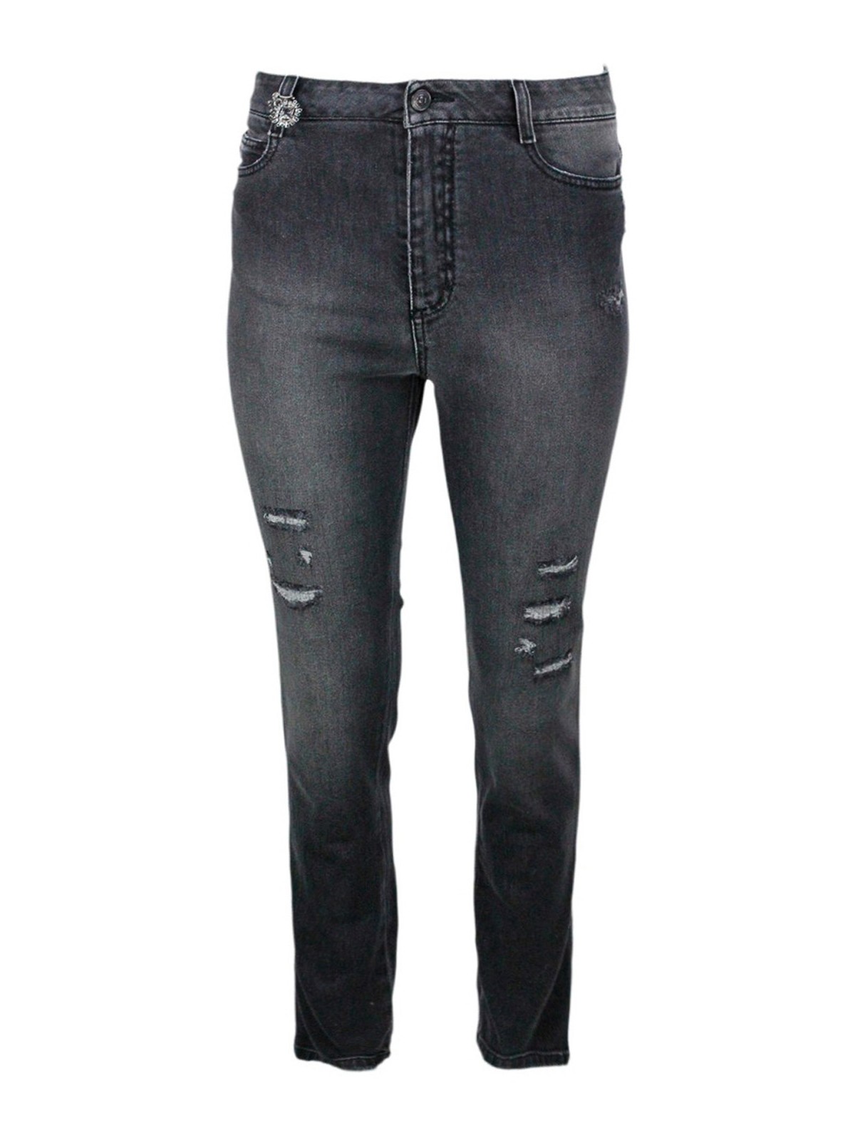 Ripped-detail cropped jeans