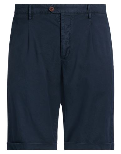 Man Shorts & Bermuda Shorts Navy Size 38 Cotton, Linen, Elastane