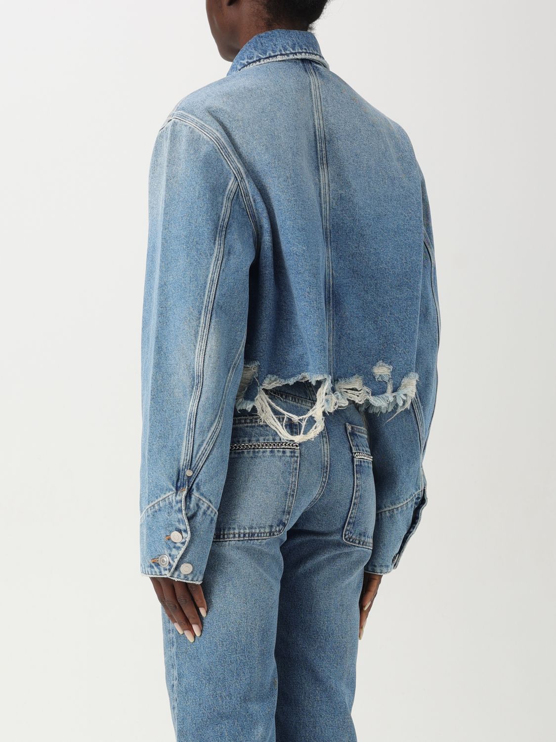Chain-detailing denim jacket - Blue