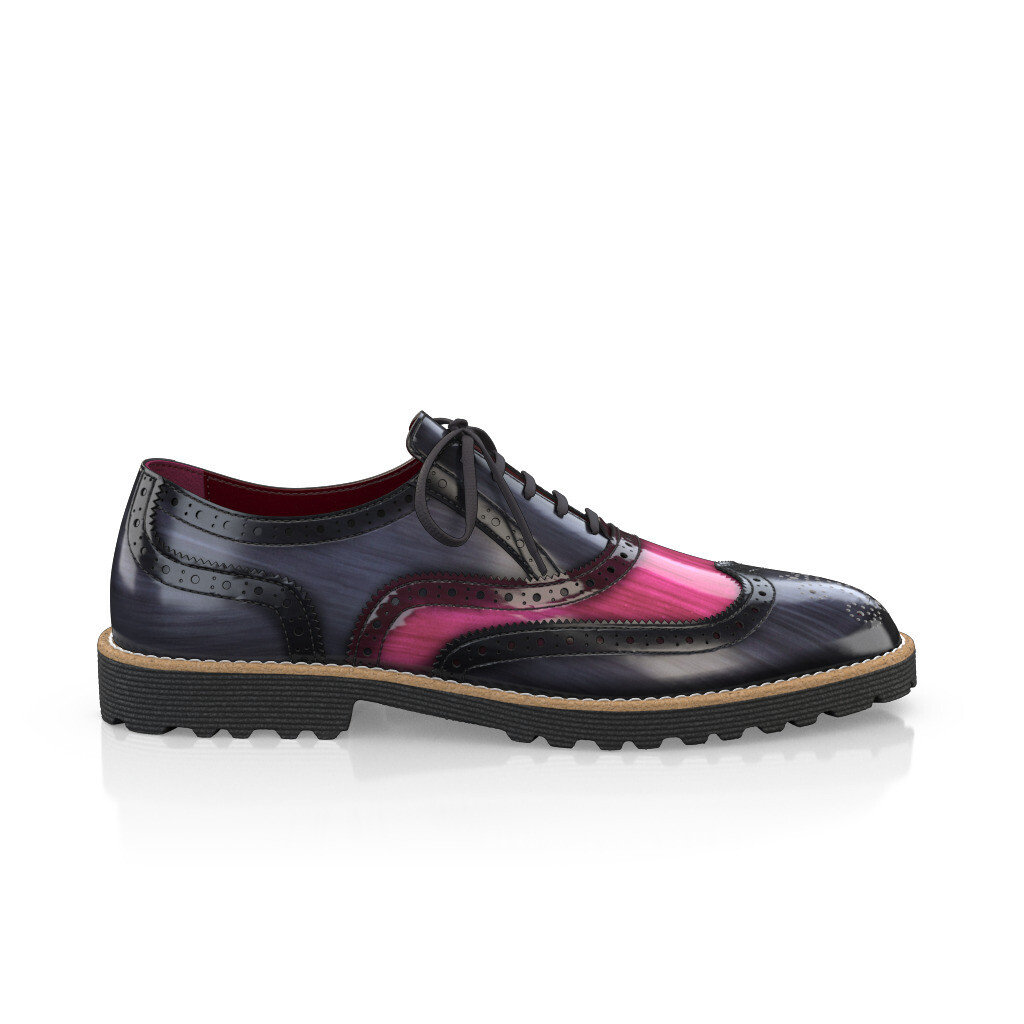 Custom Men's Luxury Oxford Dress Sneakers Handmade in Italy - Magenta Pink Premium Leather - Brogues, Laces - GIROTTI
