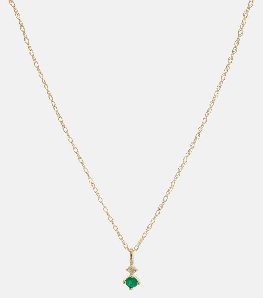 Tiny Emerald Goddess 14kt gold choker with emeralds and diamonds
