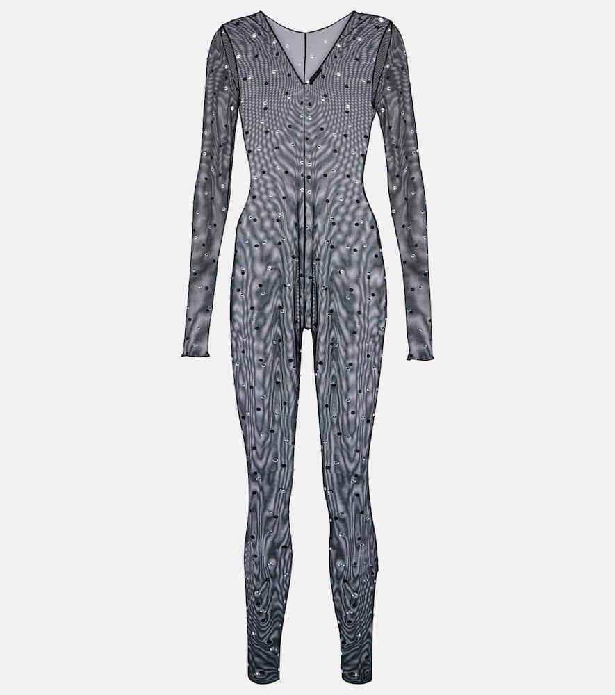 Oséree Gem embellished mesh jumpsuit