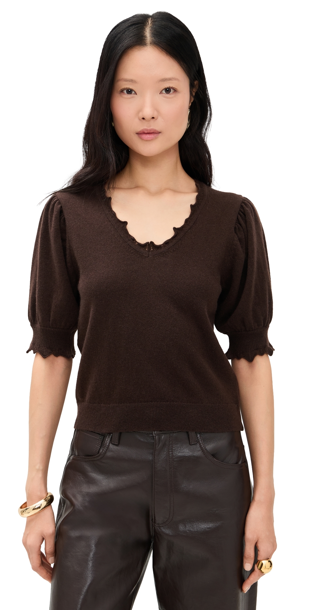 Polline Short Sleeve Cashmere Top Wenge