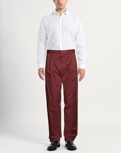 Man Pants Burgundy Size 32 Cotton, Elastane