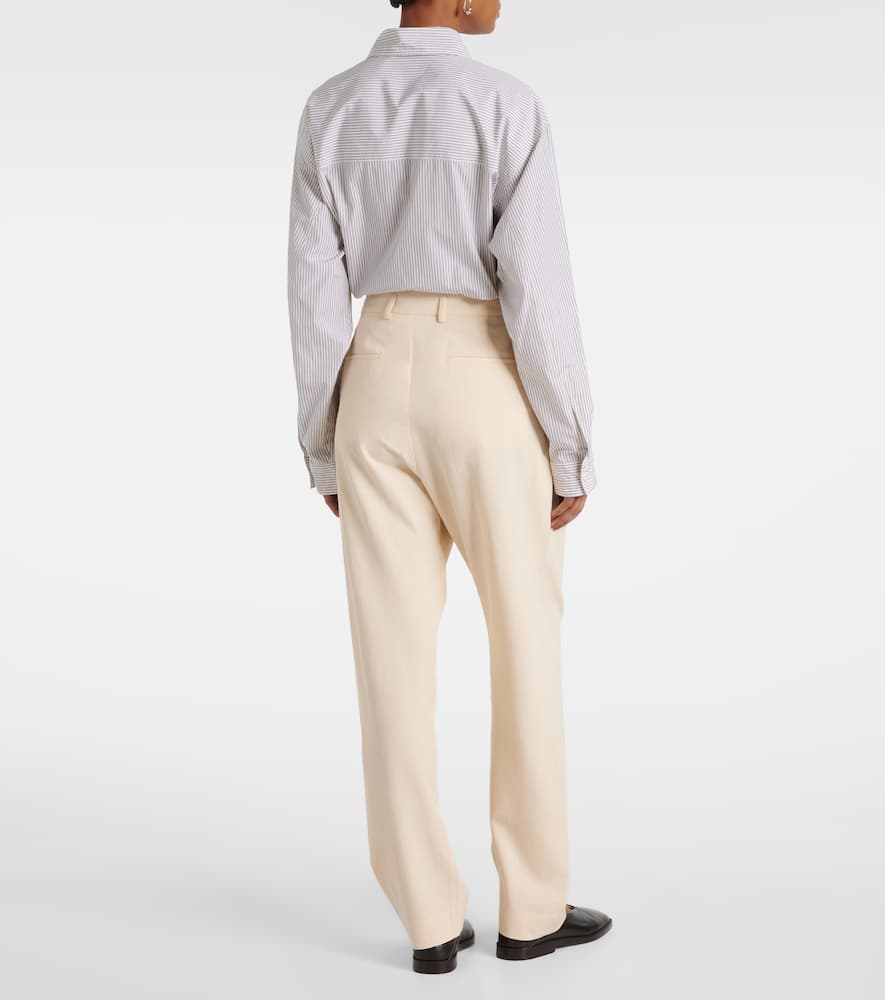 Wool-blend gabardine tapered pants