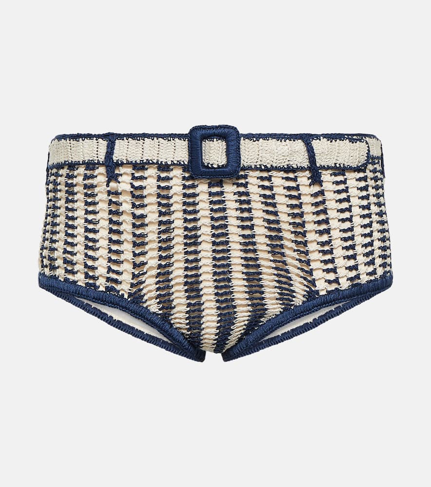 High-rise crochet cotton bikini bottoms