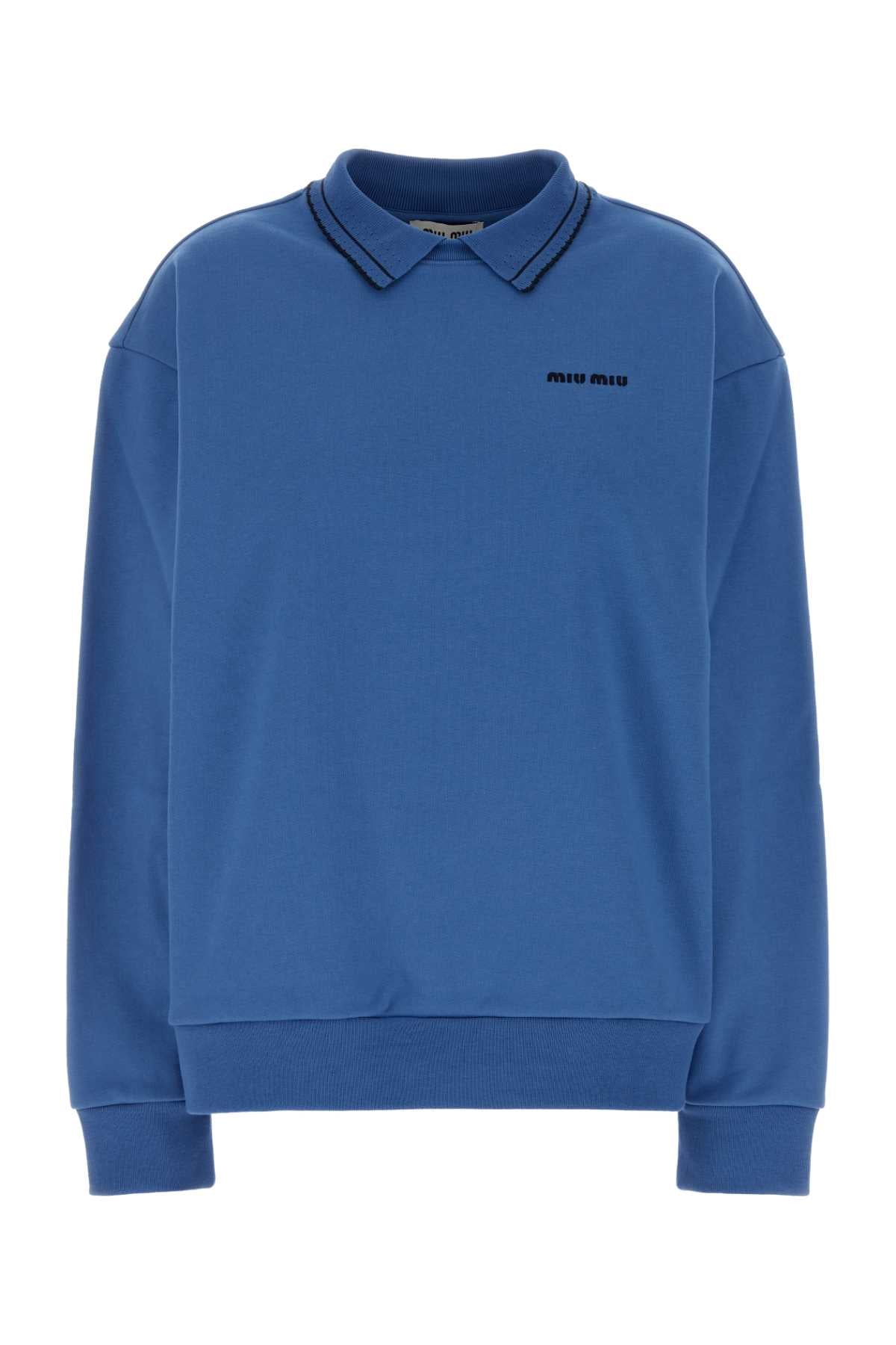 Cotton Oversize Polo Shirt — Blue