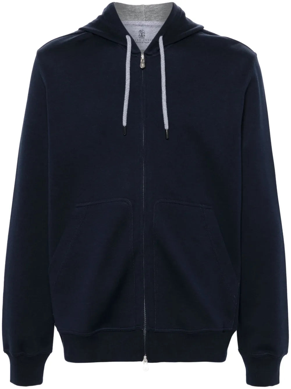 Cotton-Blend Jersey Hoodie — Navy