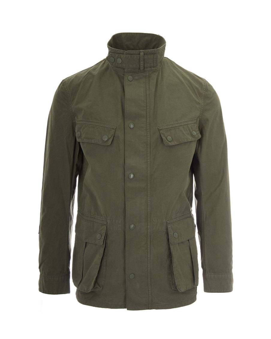 Burnt Olive Solid Band Collar Jacket