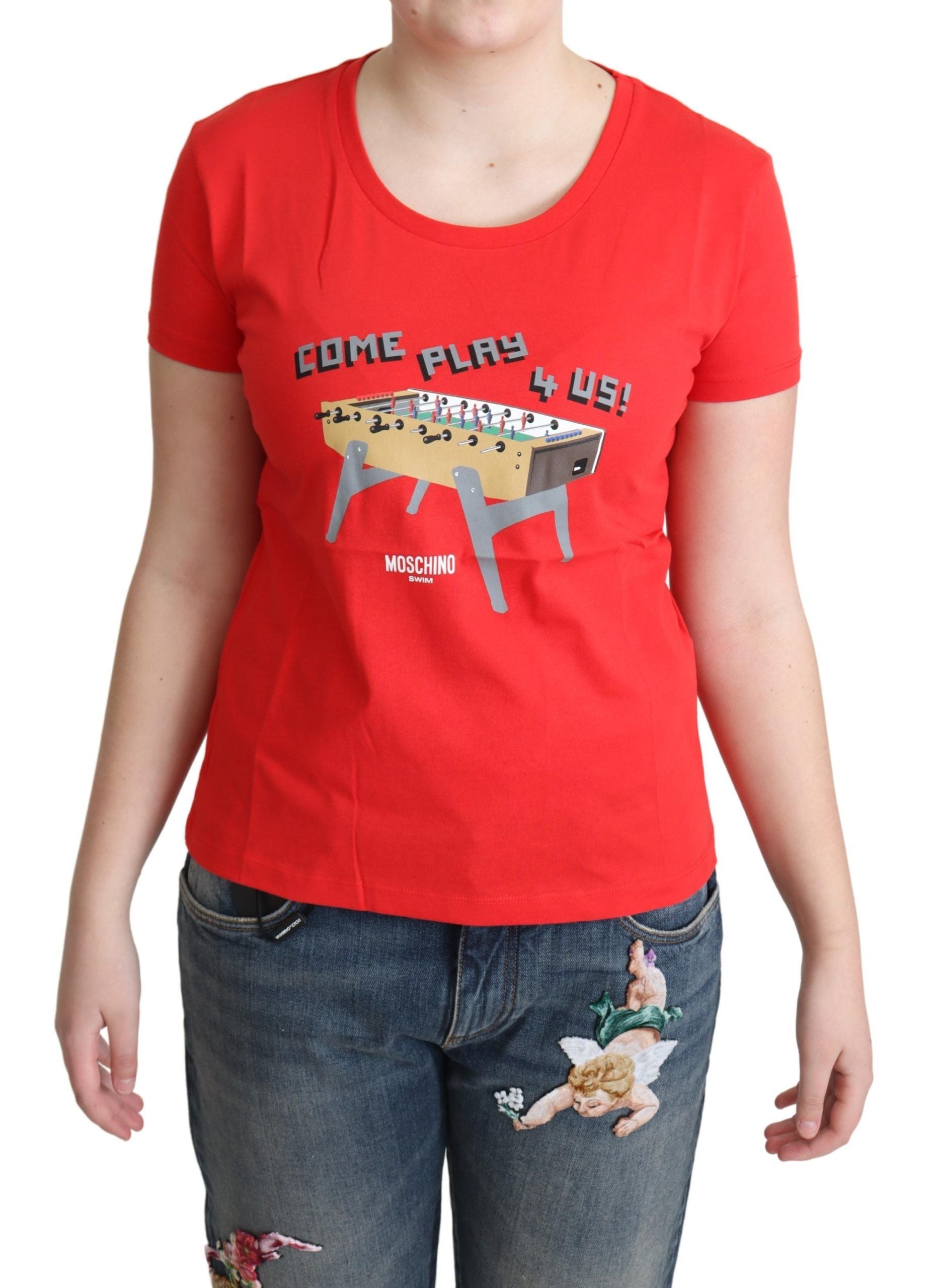 Come Play 4 Us Print T-Shirt — Red