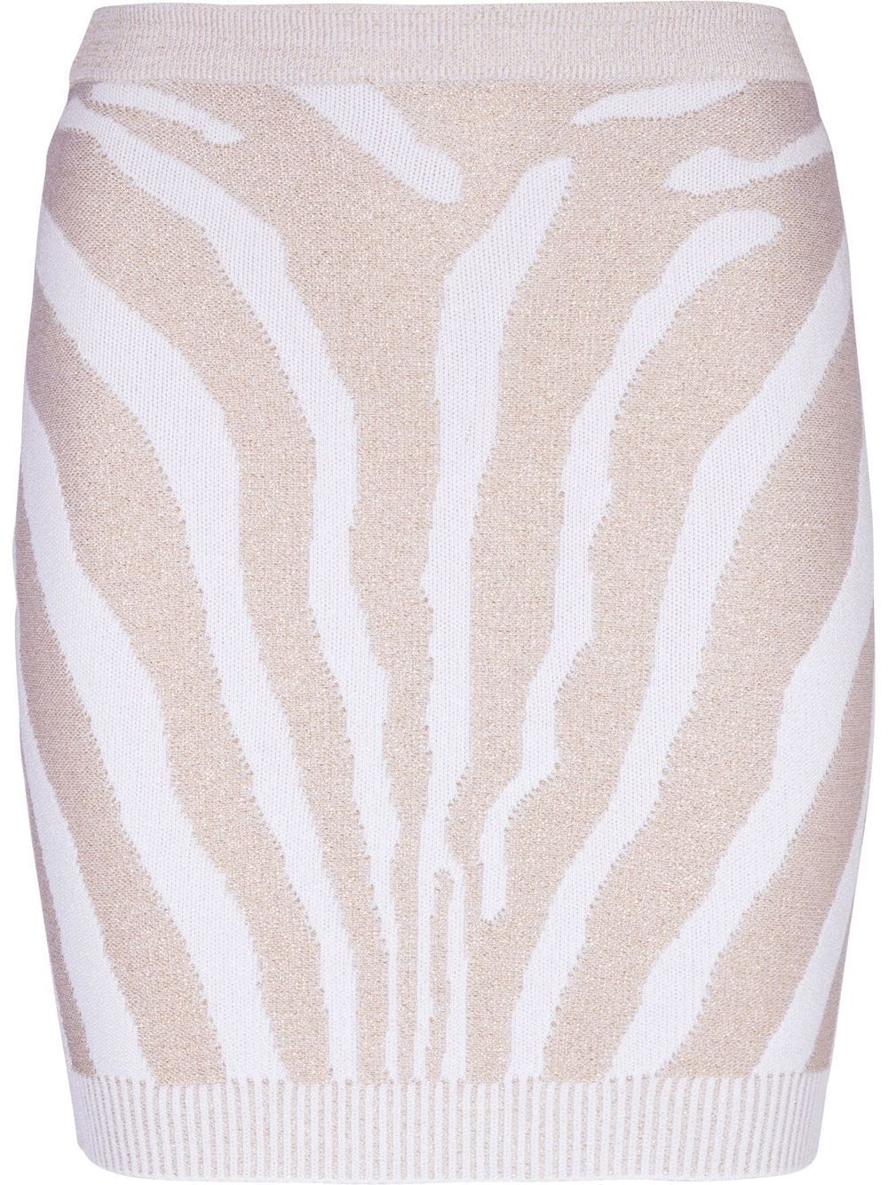 Zebra-Print Knit Skirt — Beige