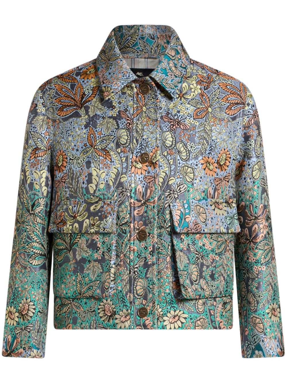 Floral-jacquard jacket - Blue