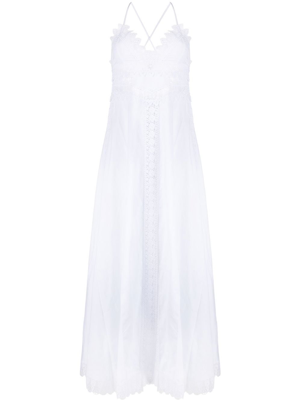 Embroidered V-neck maxi dress - White