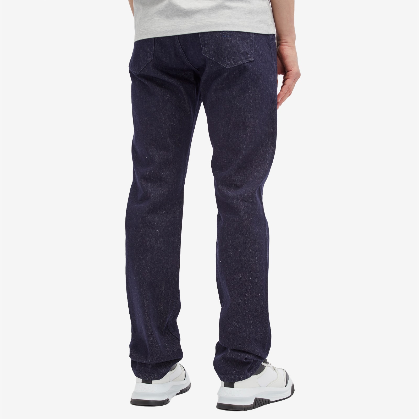 Men's Reactive Embroidered Denim Jeans in Dark Blue