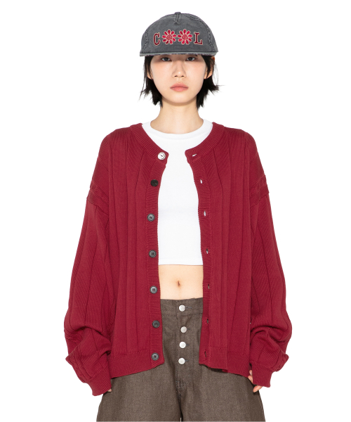 XTK178 Metal Button Round Knit Cardigan