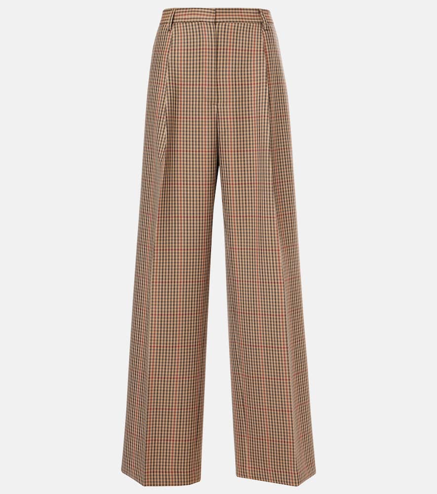 Checked wool wide-leg pants