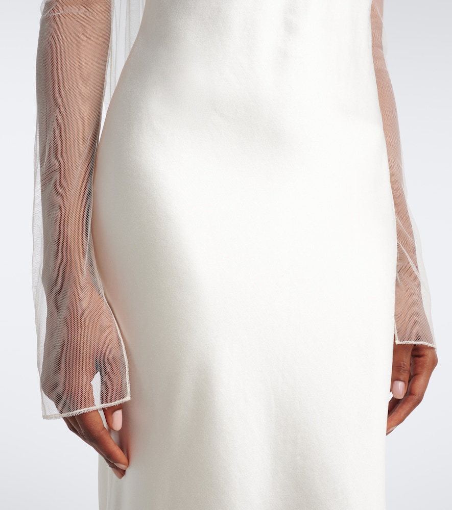 Bridal Mari caped wool and silk gown