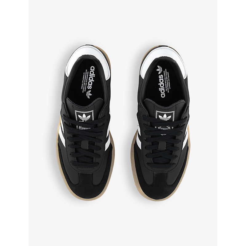 Womens Black Black White Sambae Leather Low-top Trainers 3.5