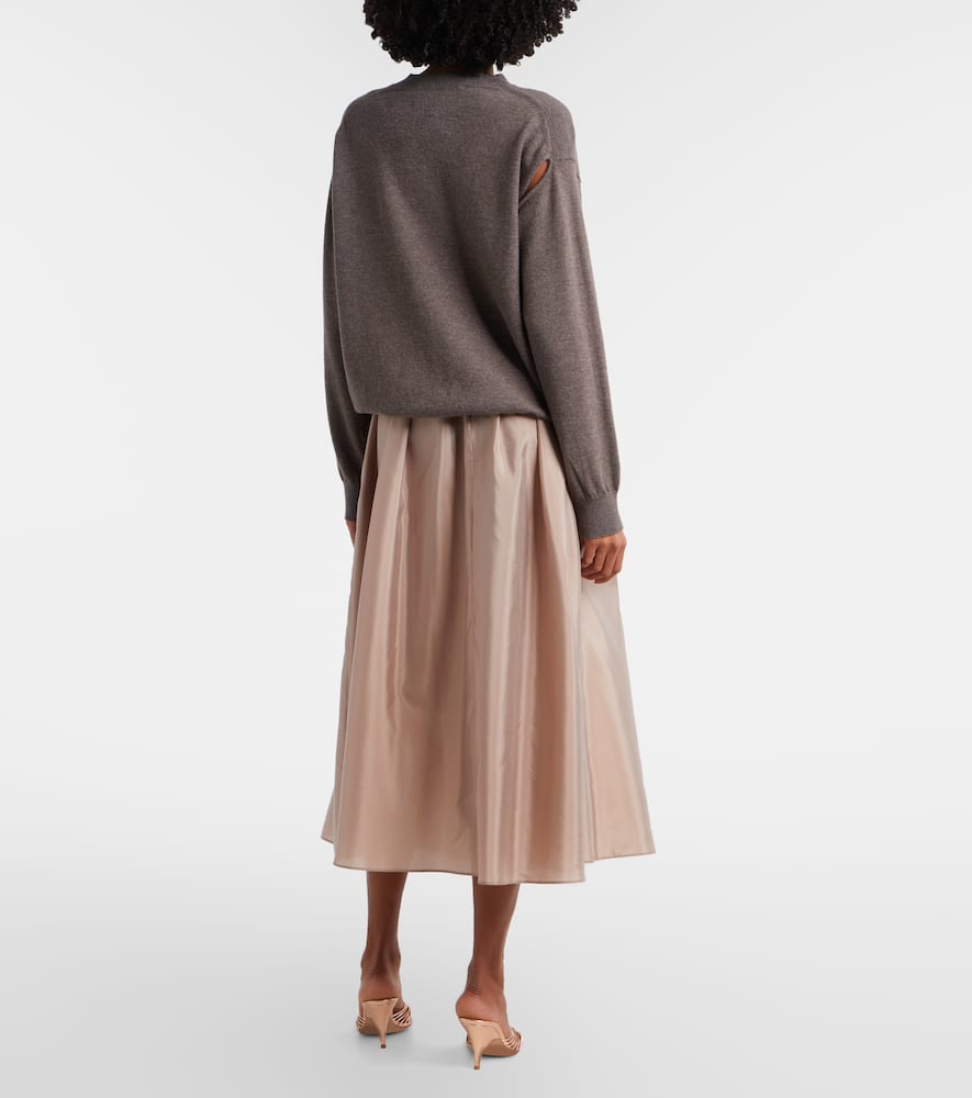 Effetto pleated taffeta midi skirt