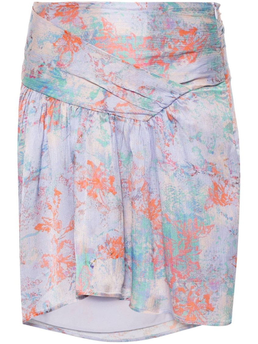 - Floral Print Silk Mini Skirt