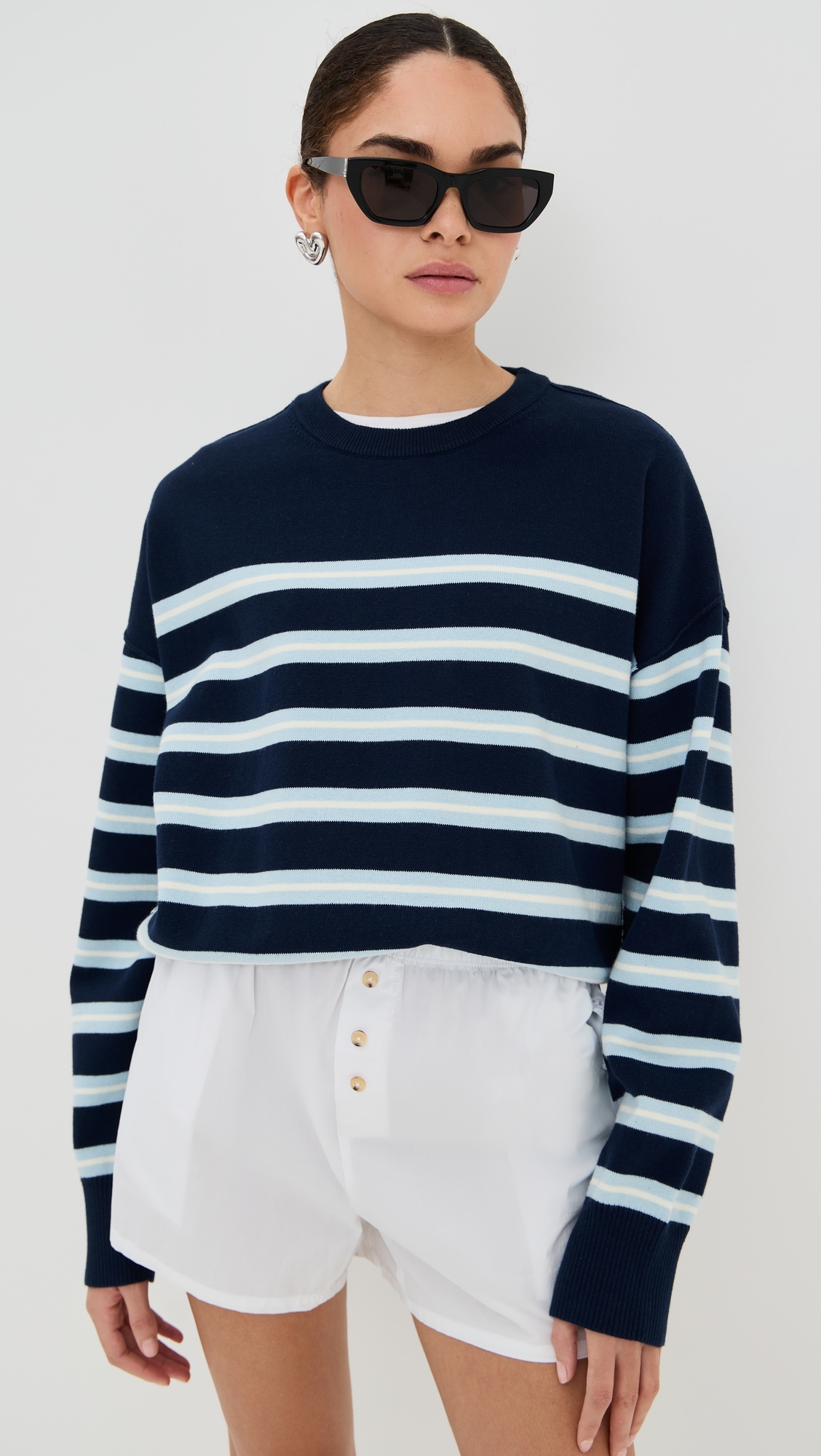 Striped Boxy Pullover Midnight Stripe