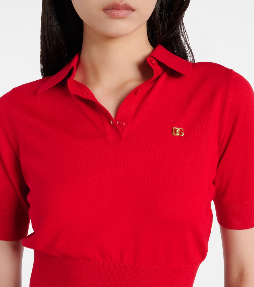 Knitted cashmere and silk polo shirt
