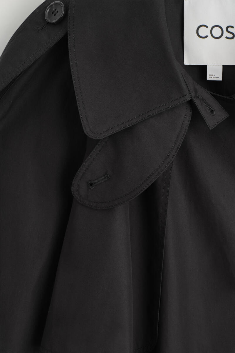 Mock-Neck Cotton Trench Coat