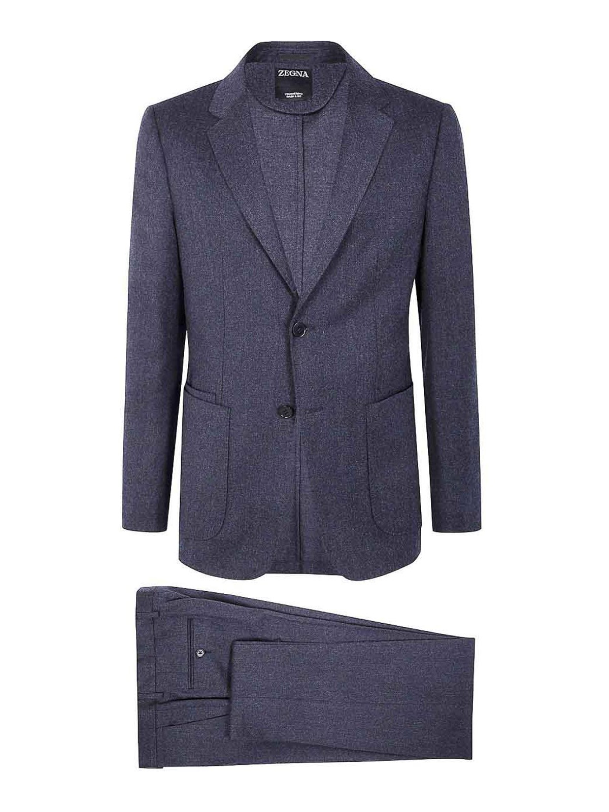 Wool suit with two button closure