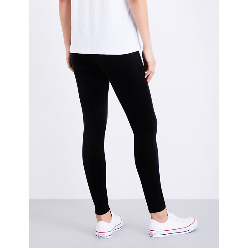 Womens Black Velvet Leggings