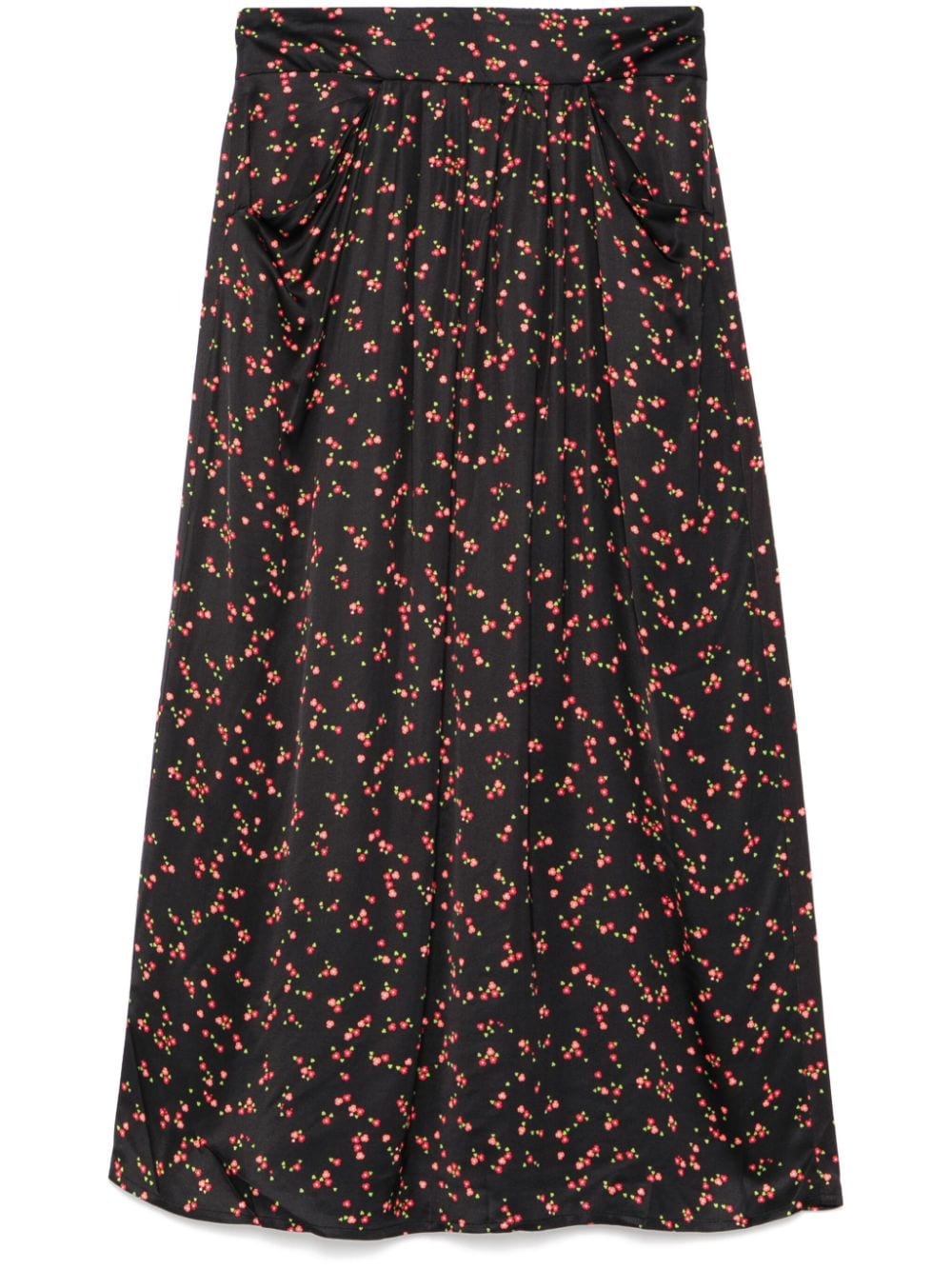 Graphic-print draped skirt - Black
