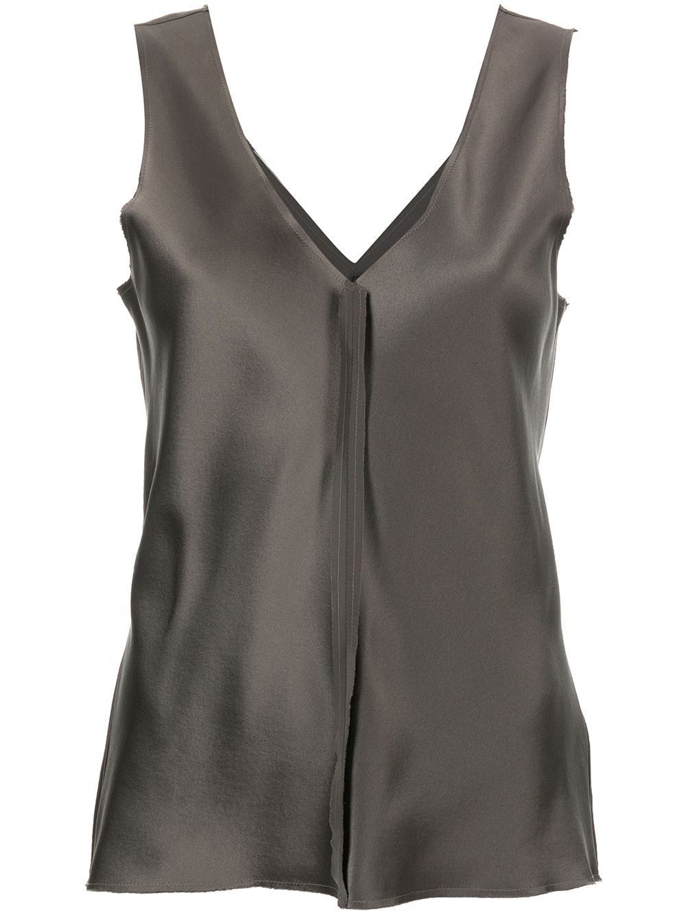 Silk raw-edge tank top - Grey