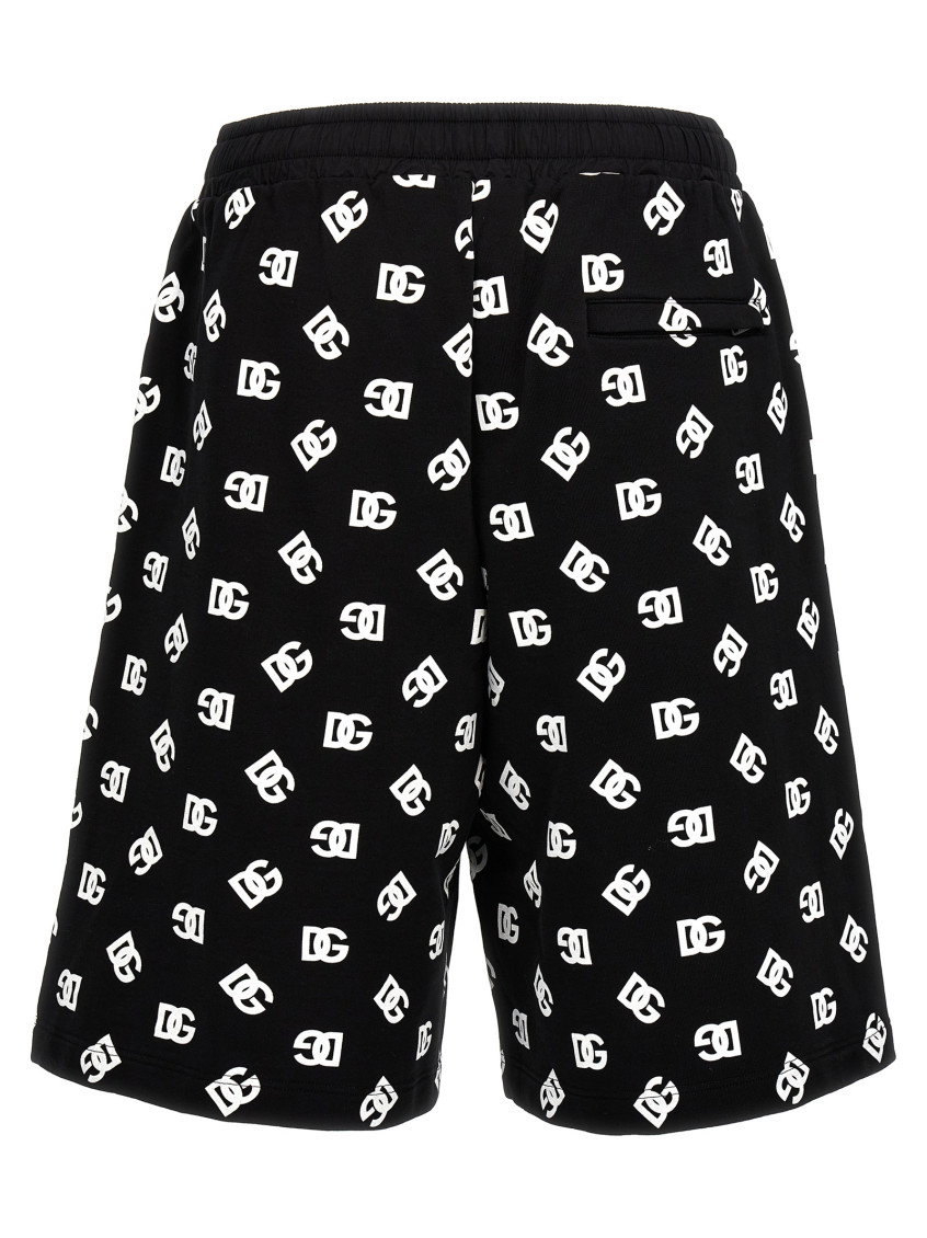 -All Over Logo Bermuda Shorts Bermuda, Short Bianco/Nero-Uomo