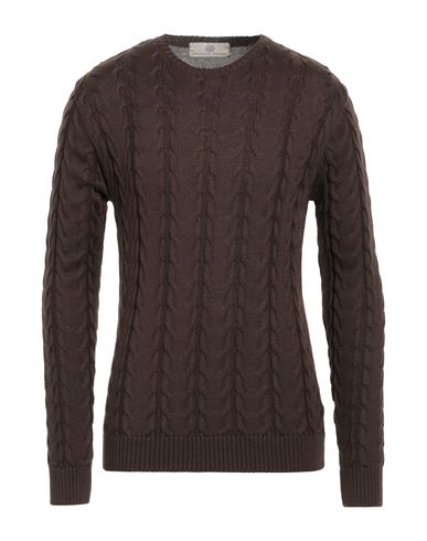 Man Sweater Dark brown Size L Merino Wool, Dralon