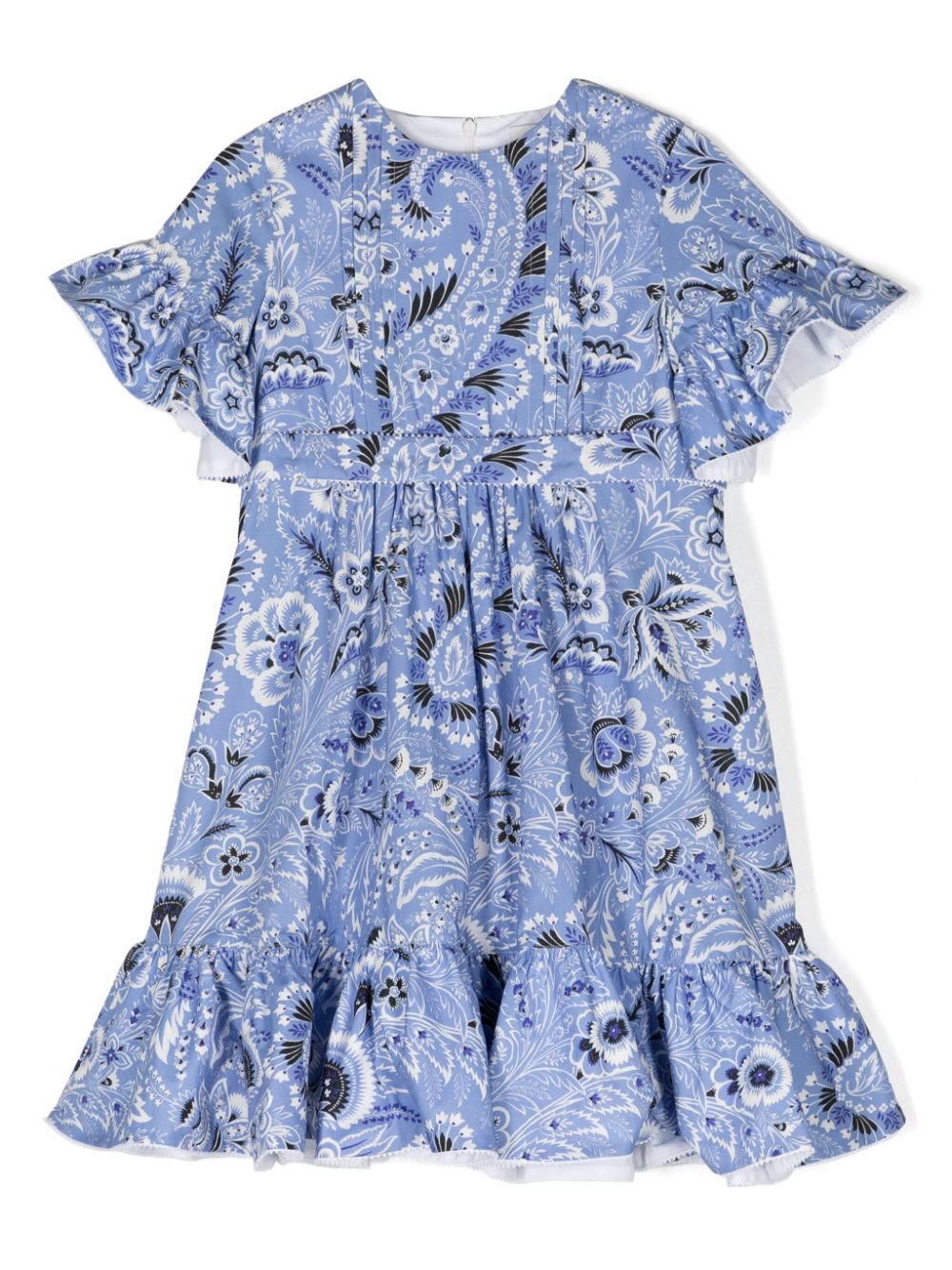 Paisley-print belted dress - Blue