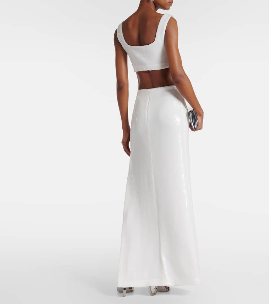 Bridal Beating Heart sequined maxi skirt