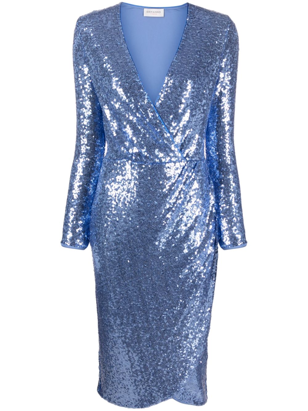 Sequined wrap midi dress - Blue
