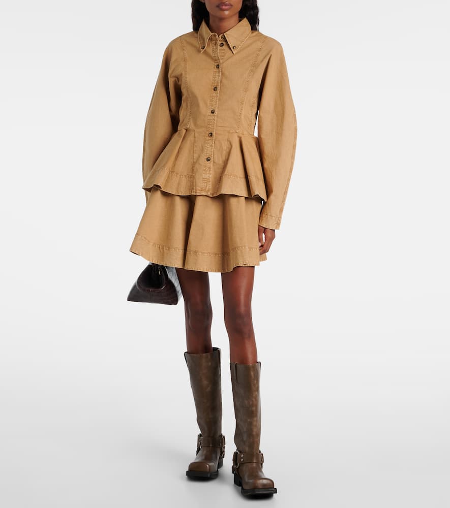 Flared cotton-blend miniskirt