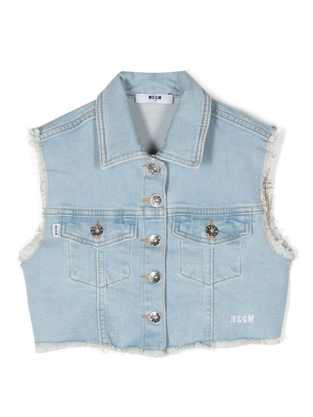 Frayed-edge denim gilet - Blue